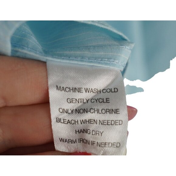 Mens Untuckit Piccolo M Light Blue Striped Button-Up Shirt 90% Cotton 10%‎ Linen - Picture 5 of 6